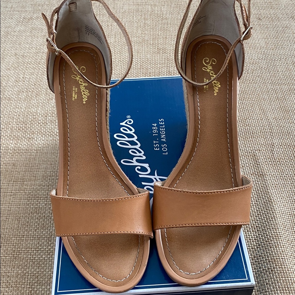 Seychelles Thyme Tan Espadrille 3.5” Wedge Sandals with Ankle Strap size 11 - Picture 4 of 7